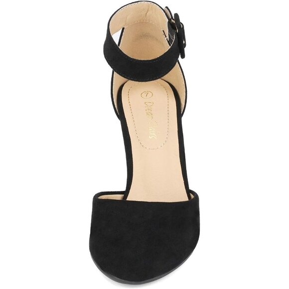 Dream Pairs Women Black Nubuck Faux Suede Block High Heel Closed Toe Sandal - Picture 3 of 9